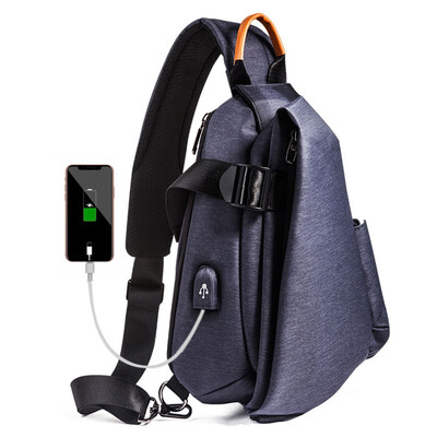 

Mens Chest Bag Cool Crossbody Bag with USB Charging port Oxford Bag Outdoor Travel Sports Noctilucent Shoulder Bag