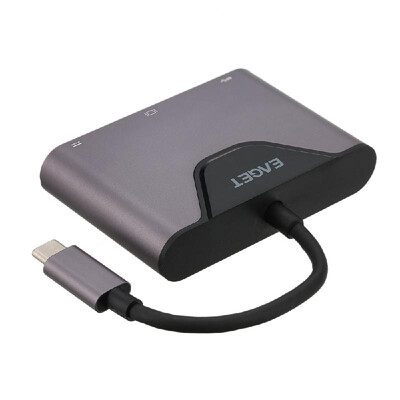 

EAGET Mulifunction Type-C to C VGA USB 30 Adapter 4 in 1 Male To Female HUB Converter with PD for MacBook Notebook Laptop Com