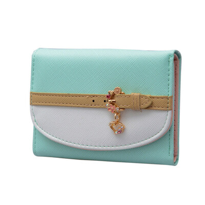

Fashion Cute Women Faux Leather Buckle Folding Short Wallet Coin Purse Cards Bag