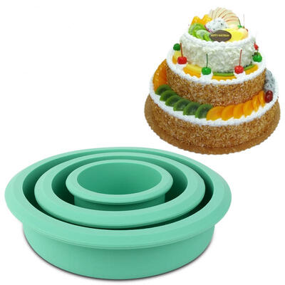 

Greensen 3 Layer Silicone Cake Mold Pizza Plate DIY Mould Round Tools