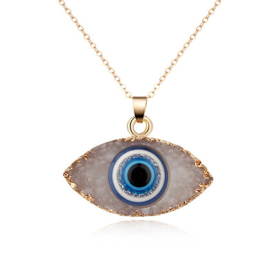 

Personality Evil eyes Pendant Necklace For Women Long Chain Natural Stone Necklace Female Turkish Jewelry Christmas Gift