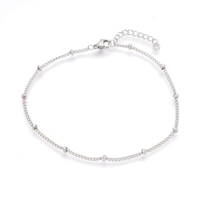 

304 Stainless Steel Curb Chain Anklets Stainless Steel Color 9"23cm 16mm