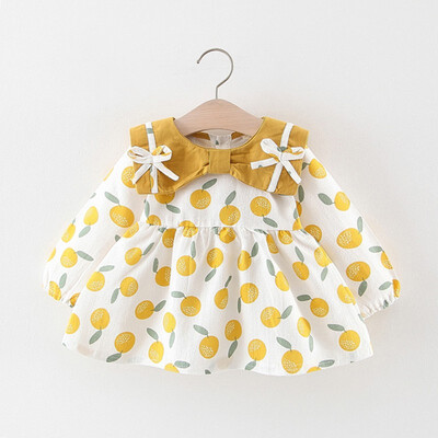 

New Autumn Baby Dresses Casual Baby Girls Fruit Pattern Long Sleeve Dress Kids Toddler Pageant Sundress