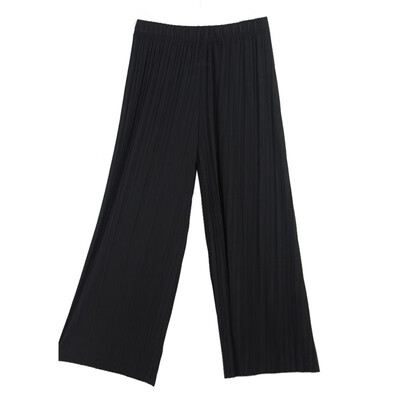 

Women Casual Loose High Waist Capris Wide Leg Pants Pleated Ankle-Length Loose Ladies Pants Summer Solid Color Chiffon Pants