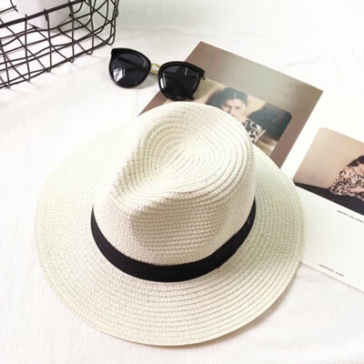 

Choking chili cap children travel in summer sun protection Panamanian straw hat beach sun hat rice white
