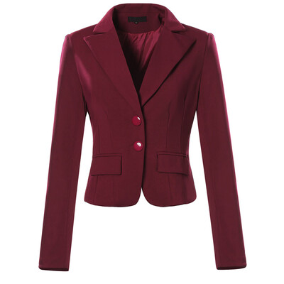 

Toponeto Womens Jacket Solid Color Two Button Pocket Slim Fit Small Suit Coat BKL