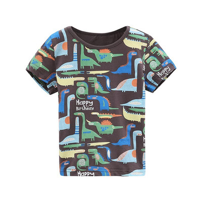 

DOU DOU YI CHU Kids Cartoon Dinosaur Print T-Shirt Trend Round Neck Top Summer 9173