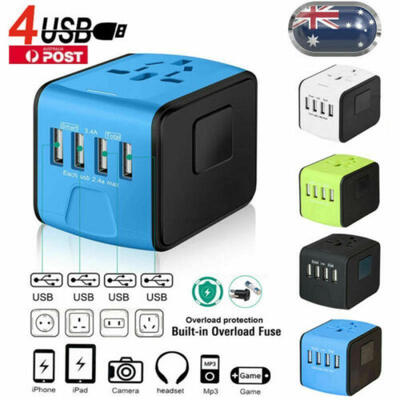 

AUType-C 4 USB Charger Universal World Travel Adapter USUKEUAU Plug Converter