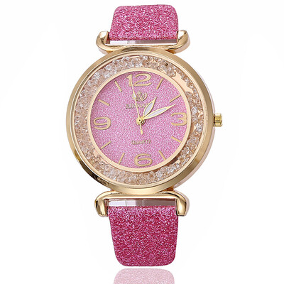 

Matte textured belt digital watch ladies sand filled with diamonds