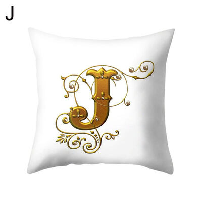 

26 Golden A to Z Alphabet Flower Soft Pillow Case Cushion Cover Home Sofa Decor