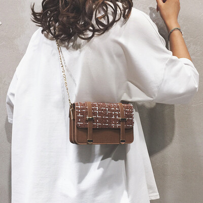 

Popular female bag 2019 new fashion woolen chain bag Messenger bag wild ins net red mini shoulder bag