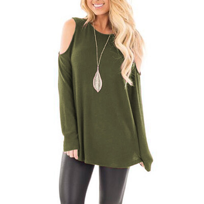 

Tailored Women Casual Backless O-Neck Solid Long Sleeve Loose T-Shirt Top Blouses