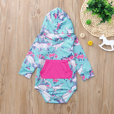 

Newborn Baby Girls Boys Long Sleeves Dinosaur Print Romper Jumpsuit Kid Clothes