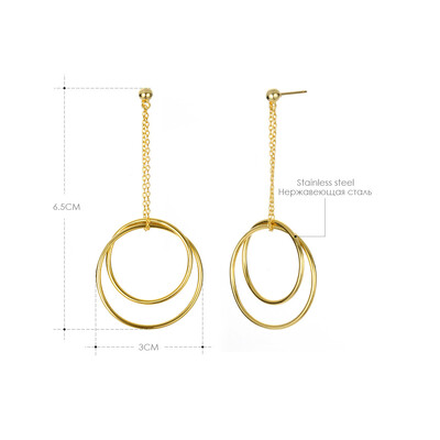 

New accessories European&American fashion jewelry simple circle earrings female long stainless steel earrings