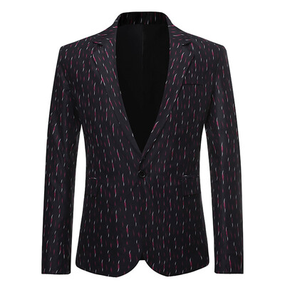 

Toponeto Mens Slim Button Suit Plaid Turn-down Collor tops Solid Jacket Coat