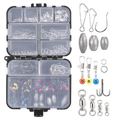 

256pcs Fishing Accessories Kit Crank Hooks Sinker Weights Swivels Snaps Connectors Beads Fishing Tackle Box Set