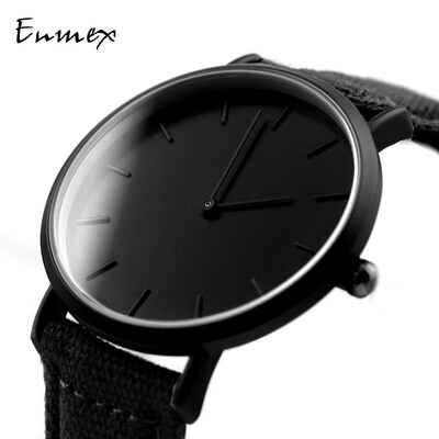 

Design of simple canvas cool black watch light&thin two-needle cold tie watch when translating holiday gift Enmex