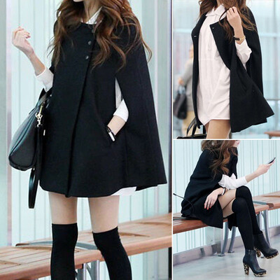 

SALE Women Loose Batwing Wool Poncho Winter Warm Coat Jacket Cloak Cape Outwear