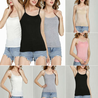 

USA Camisole with Built in Shelf BRA Adjustable Spaghetti Strap Tank Tops