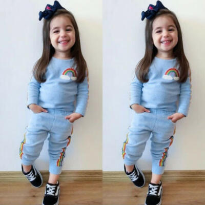 

2PCS Toddler Baby Girls Autumn Clothes Long Sleeve Top T-shirt Long Pants Outfit