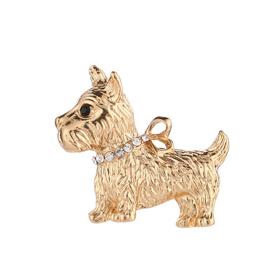 

Fashion Jewelry Charm Gold Color Puppy Dog Brooch Unisex Cute Animal Badge Decor