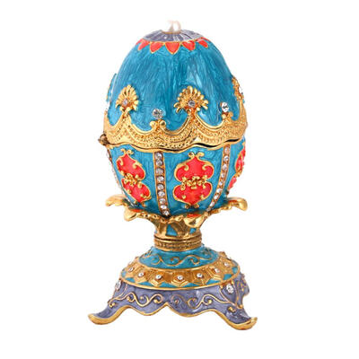

Ethnic Rhinestones Easter Trinket Box Faberge Egg Shaped Jewelry Holder