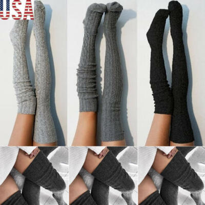 

Women Girls Cable Knit Extra Long Boot Socks Over Knee Thigh High Warm Stocking