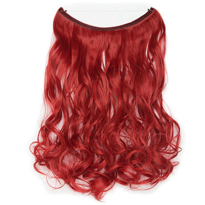 

Transparent Invisible Wire Fish Line NO Clip in Hair Extensions 20 Inch Straight Wavy Curly Synthetic Hairpieces