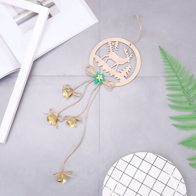 

Christmas Wooden Pendant With Bell Hanging Door Decorations Xmas Tree Home Party Ornaments
