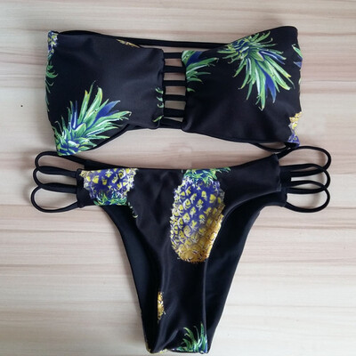 

Roseonmyhand Womens Bikini Set Sexy Bra Pineapple Swimsuit Push-up Swimwear