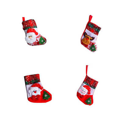 

4pcs Santa Claus Snowflake Stockings Snowman Elk Bear New Year Gifts Sock Christmas Xmas Tree Hanging Bag