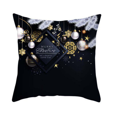

2020 Xmas Pillow Case Christmas Snowflake Elk Printed Sofa Cushion Cover 18X18&quot