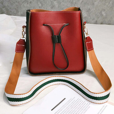 

Tailored Womens Fashion Bucket Bag Color Stitching Shoulder Bag Commute Messenger Bag