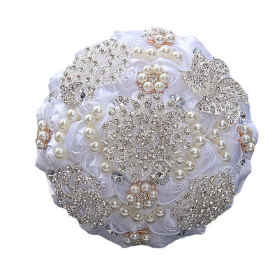 

Artificial Rhinestone Faux Pearl Rose Flower Bridal Bouquet Wedding Supplies