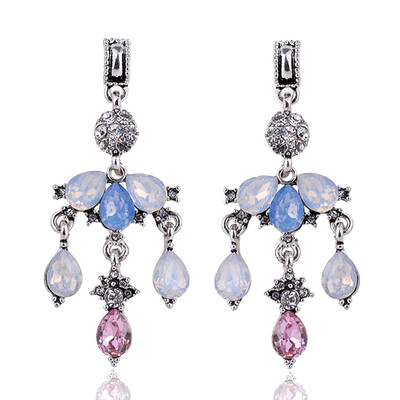 

Shining Colorful Big Flower Long Earrings Rhinestone Pendant Earrings for Women Gift Eurpean Brand Crystal Jewelry Earring