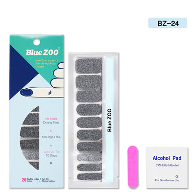 

Blue ZOO 20PcsSheet Nail Polish Stickers with 1Pcs Nail File Solid Color Shine Full Wraps Nail Art Adhesive Decals