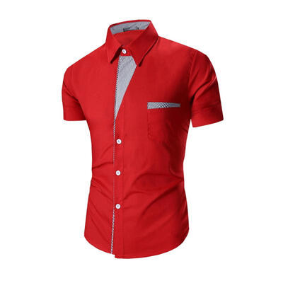 

Slim Fit Short Sleeve Shirts Turn-Down Collar Shirt Casual Tops For Men