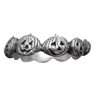 

Cute Plated 925 Silver Halloween Pumpkin Finger Ring Women Men Rings Party Jewelry