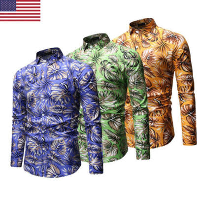 

Fashion Mens Summer Casual Dress Shirt Mens Floral Long Sleeve Shirts Tops Tee