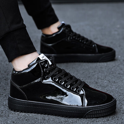 

Patent leather social shoes spirit guy 2019 summer new Korean mens shoes trend bright high-top couple casual shoes