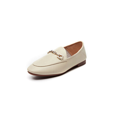 

2019 autumn womens shoes flat soft bottom pu single shoes England metal buckle horse buckle step on the foot a foot Lok Fu shoes women