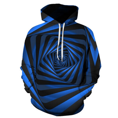 

Toponeto Mens Fashion Casual 3D Geometric Stun Print Long-Sleeved Hooded Sweater Coat