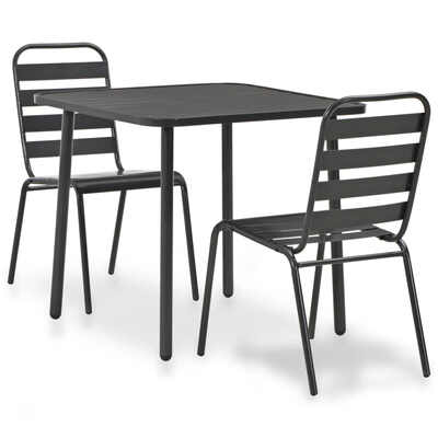 

3 Piece Bistro Set Steel Dark Gray
