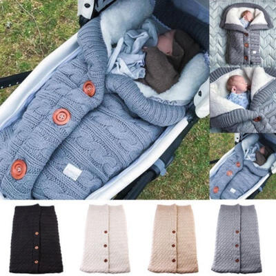 

Newborn Infant Baby Blanket Knit Crochet Winter Warm Swaddle Wrap Sleeping Bag