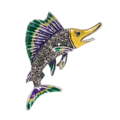 

Women Rhinestone Tuna Brooch Pin Alloy Breastpin Scarf Clip Clothes Decoration Jewelry Gift