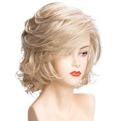 

〖Follure〗Women Gold Brazilian Short Wavy Curly Parting High Temperature Fiber Wig Hair