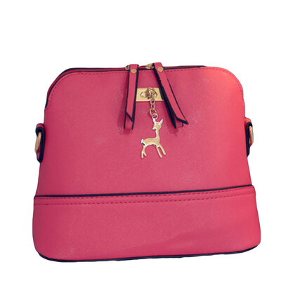 

Solid Color Deer Pendant Women Faux Leather Zip Crossbody Shoulder Shell Bag