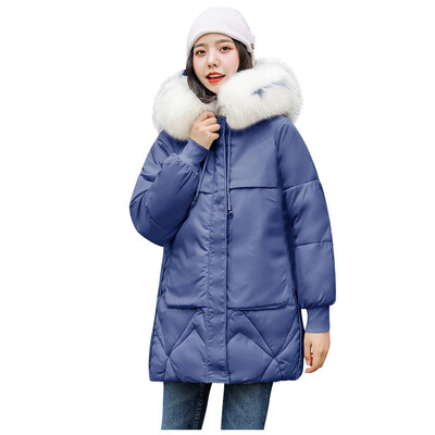 

Toponeto Women Fashion Loose Outerwear Short Cotton-padded Jackets Pocket Hooded Coats