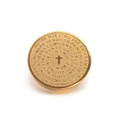 

Flat Round Lord Prayer Padre Nuestro 304 Stainless Steel Charms Golden 15x15mm Hole 35x25mm