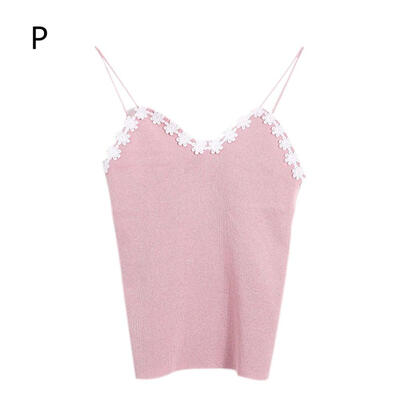 

Fashion Design Cotton Sexy Hook Flower Knitted Slim Womens Camisole